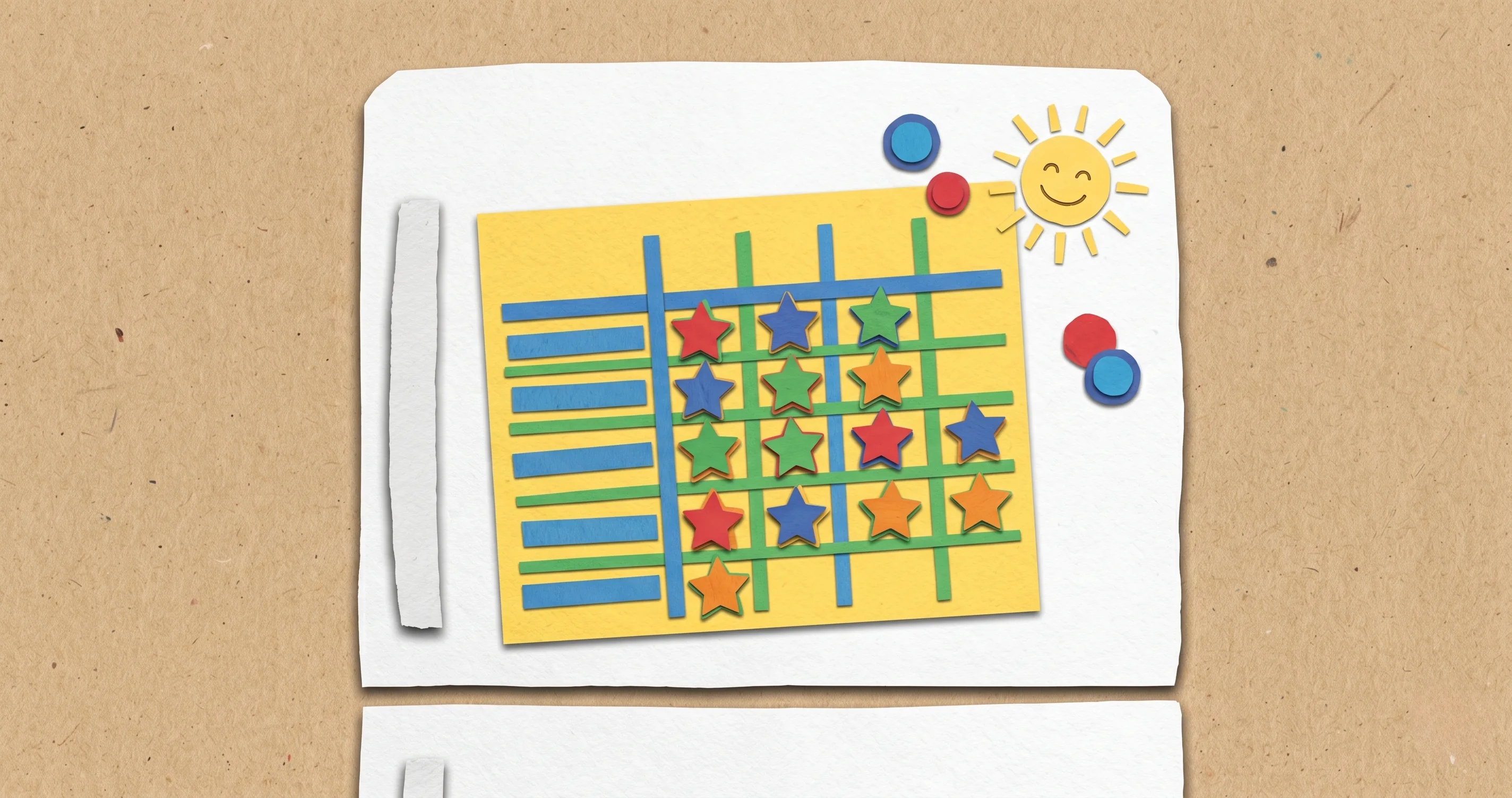 Colorful behavior chart on a refrigerator with star stickers - behavior chart