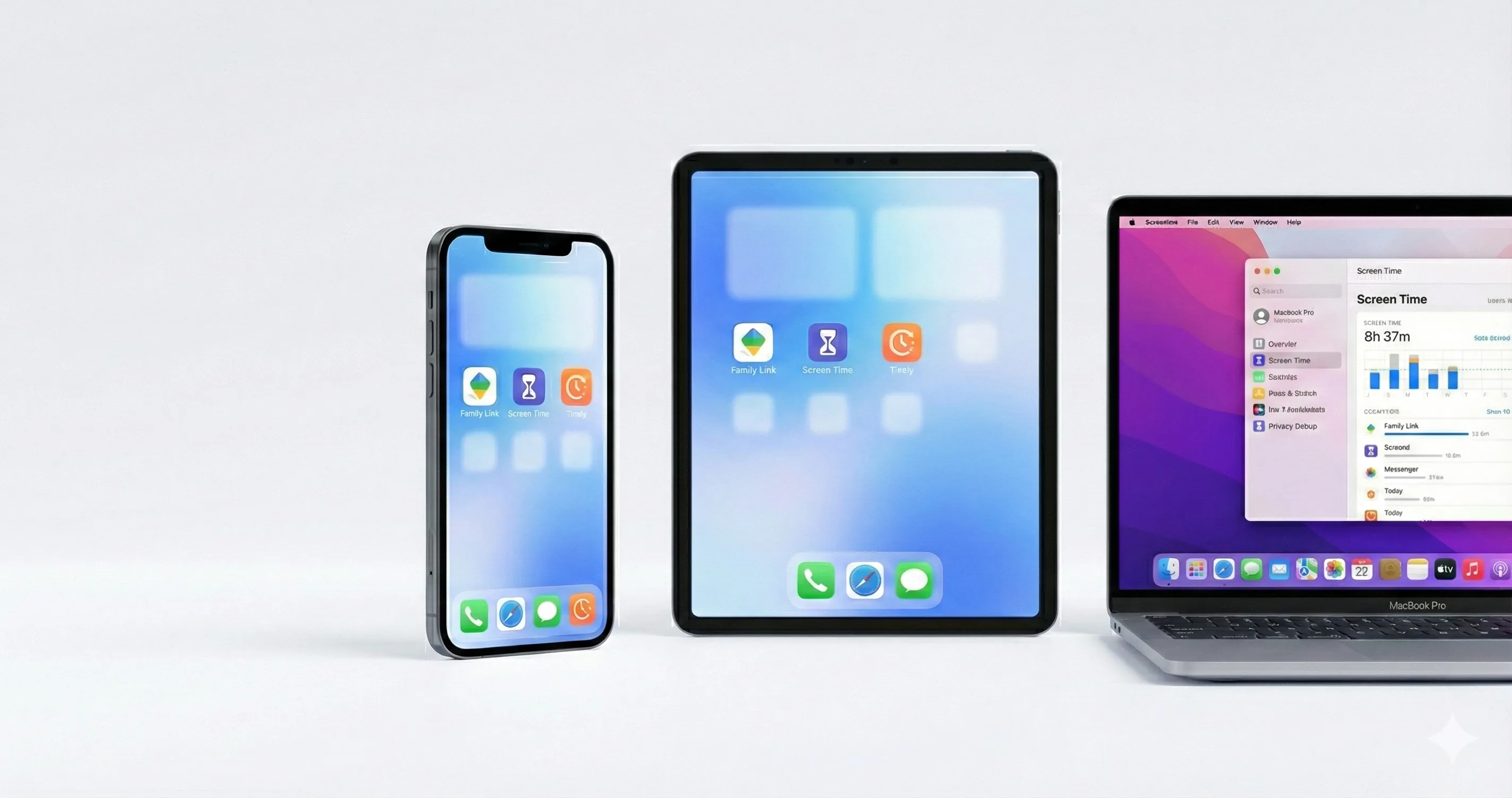 Best app to limit screen time - Family Link and parental control app icons on iOS devices