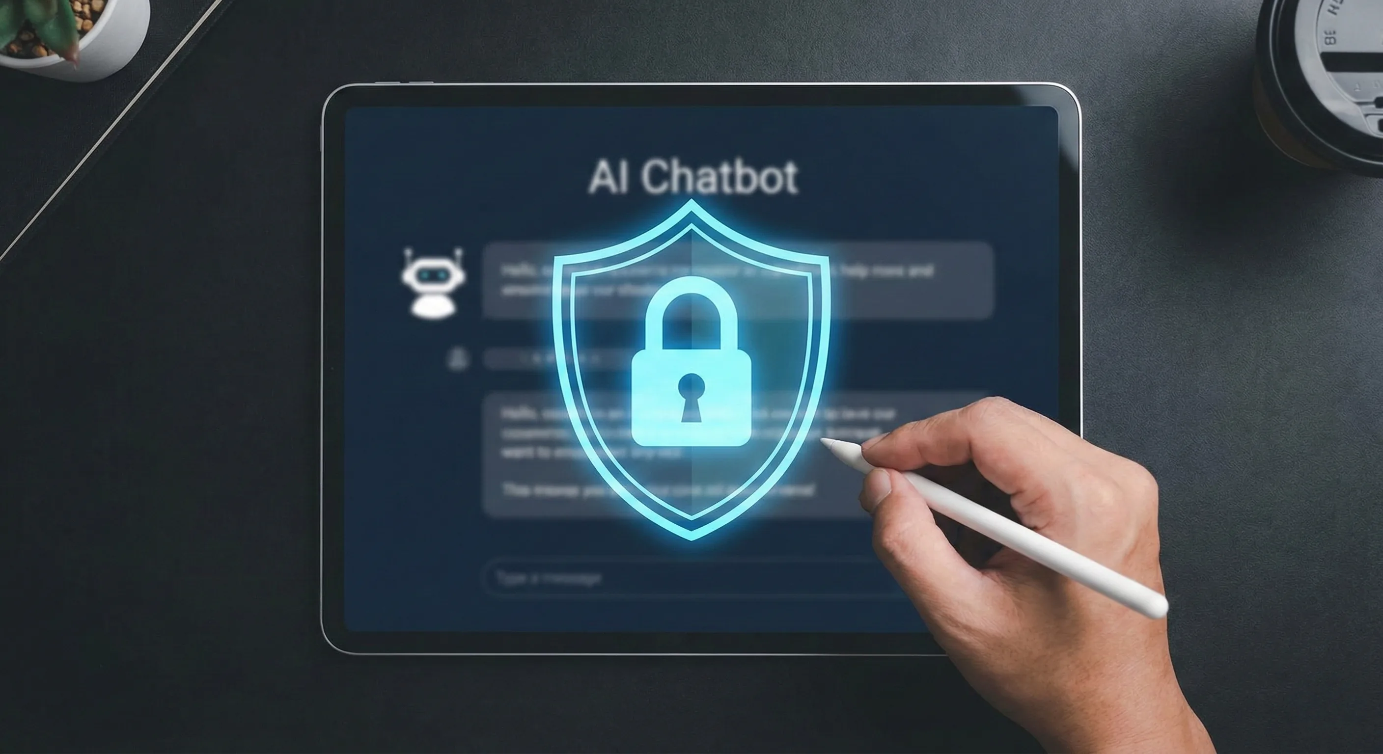 Tablet showing AI chatbot interface with a lock icon overlay - chatgpt parental controls
