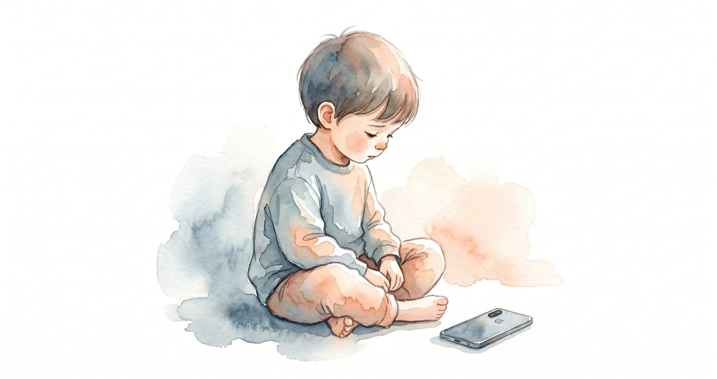Child looking away from a phone screen with a concerned expression - cyberbullying signs