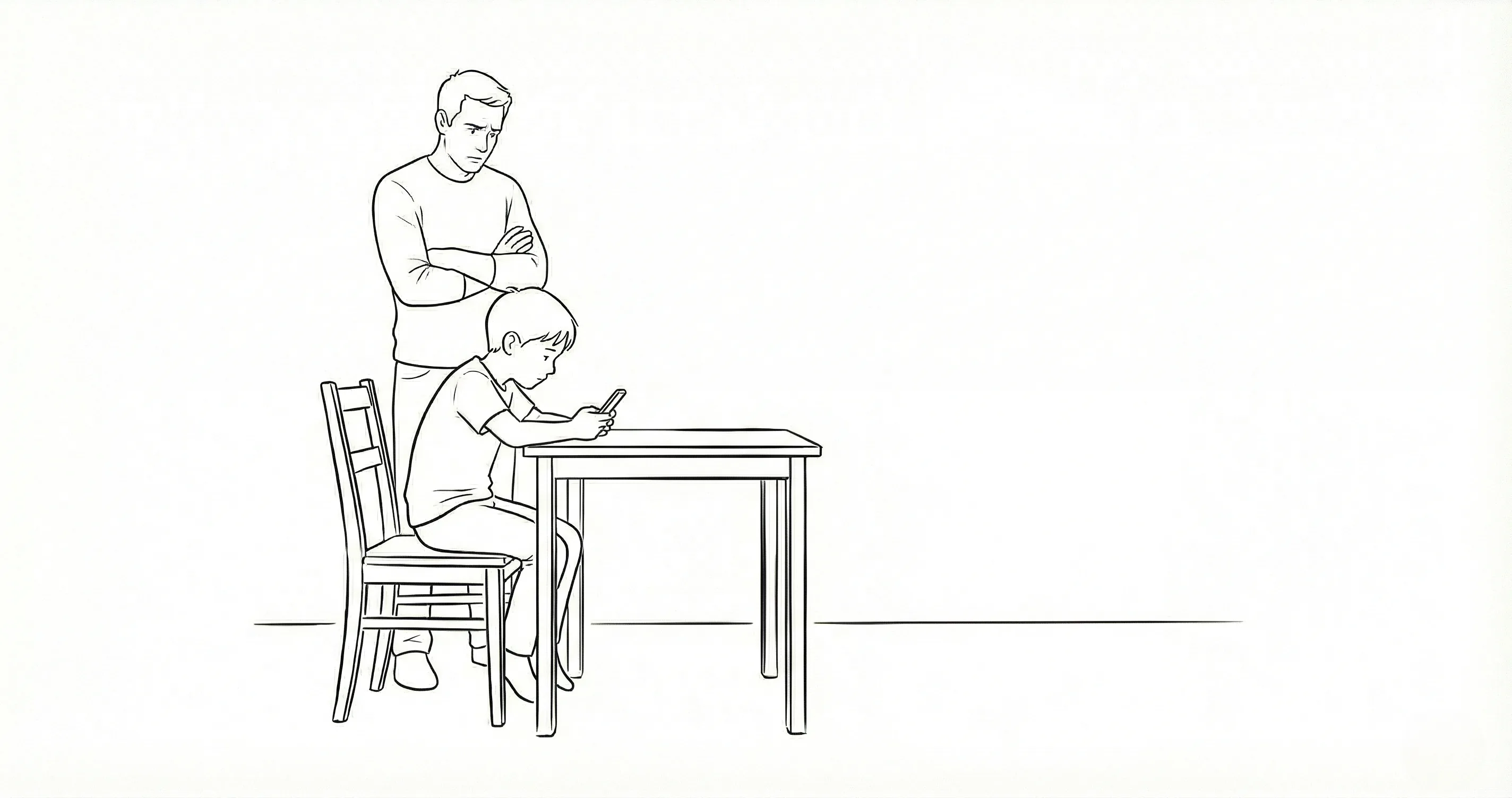 Parent checking phone with child nearby - helicopter parenting examples in the digital age