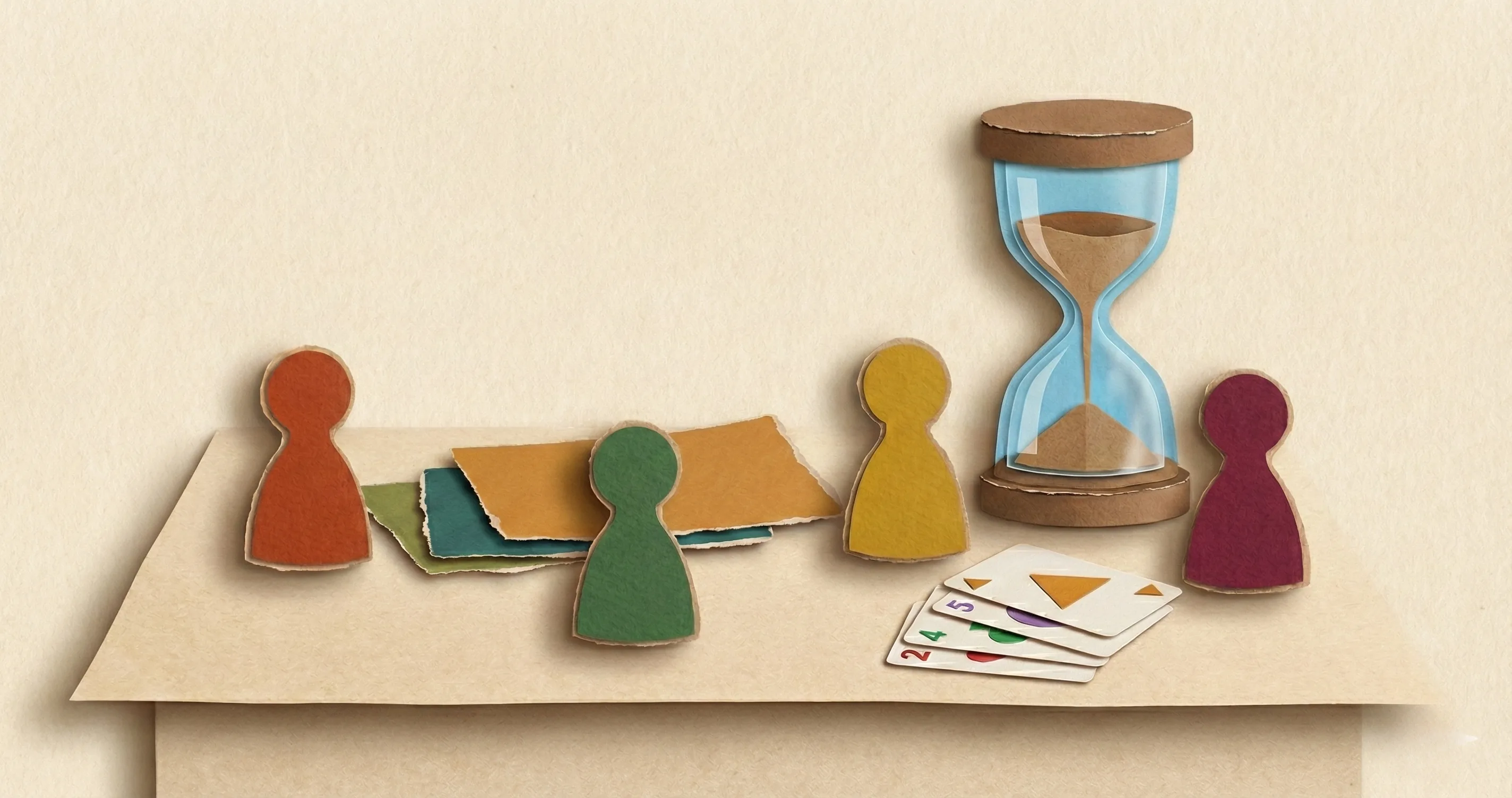 Paper cutout game pieces and timer - impulse control activities for kids