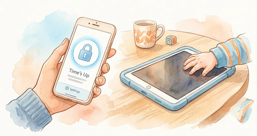 Parent reviewing parental control app settings on a smartphone - kidslox review