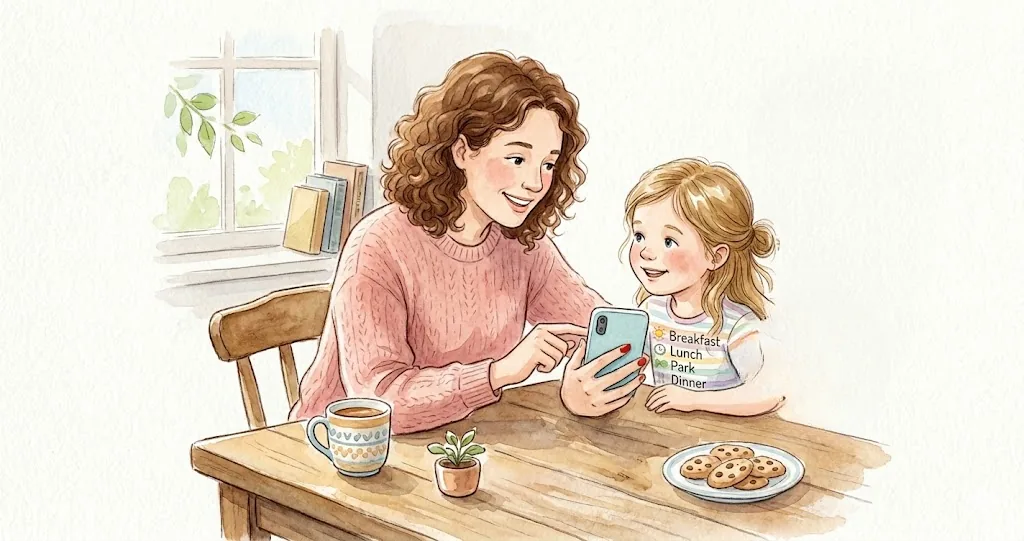 Parent and child looking at a phone together - OurPact app review