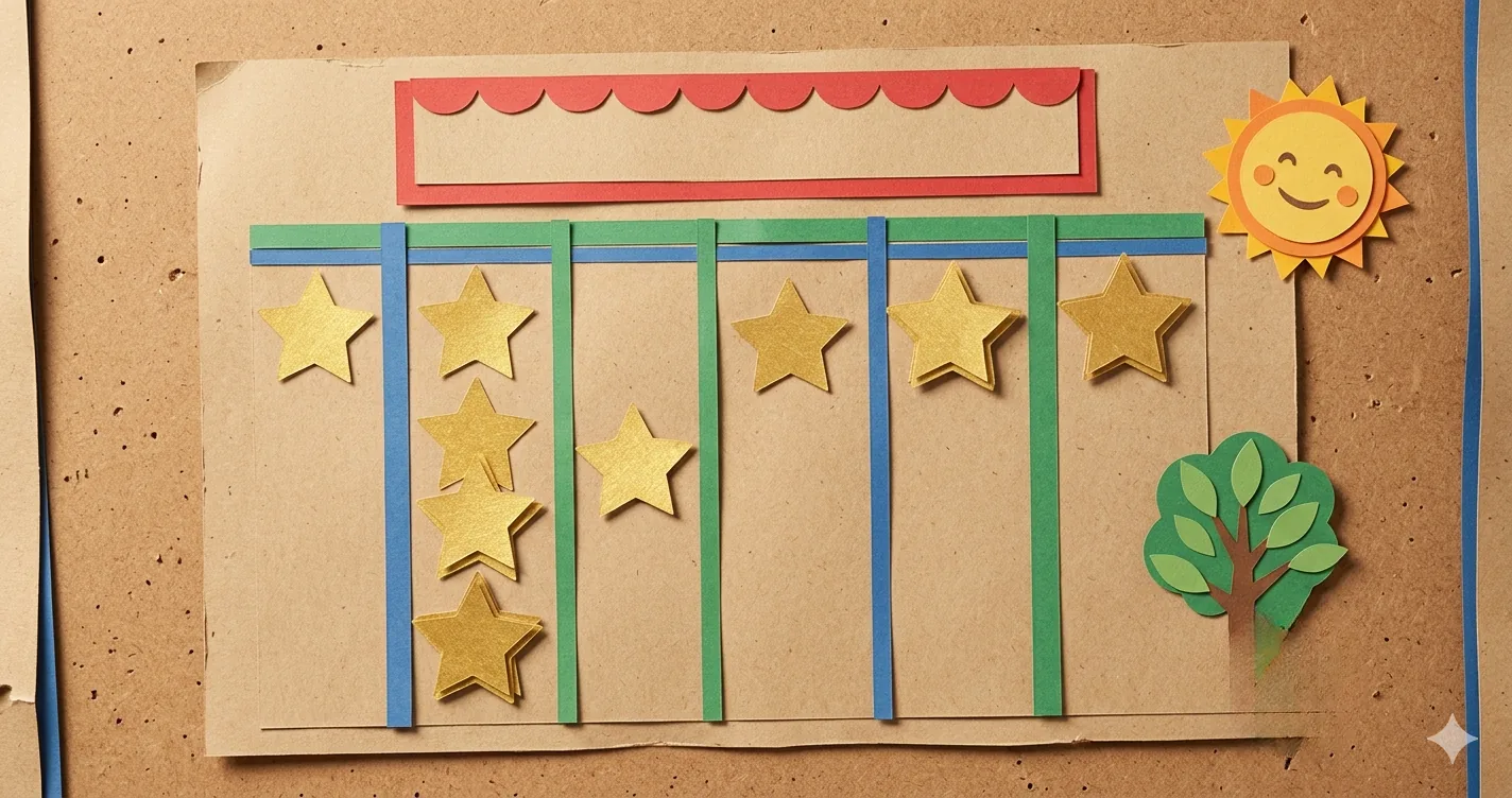 Colorful sticker chart with gold stars on a wall - sticker chart