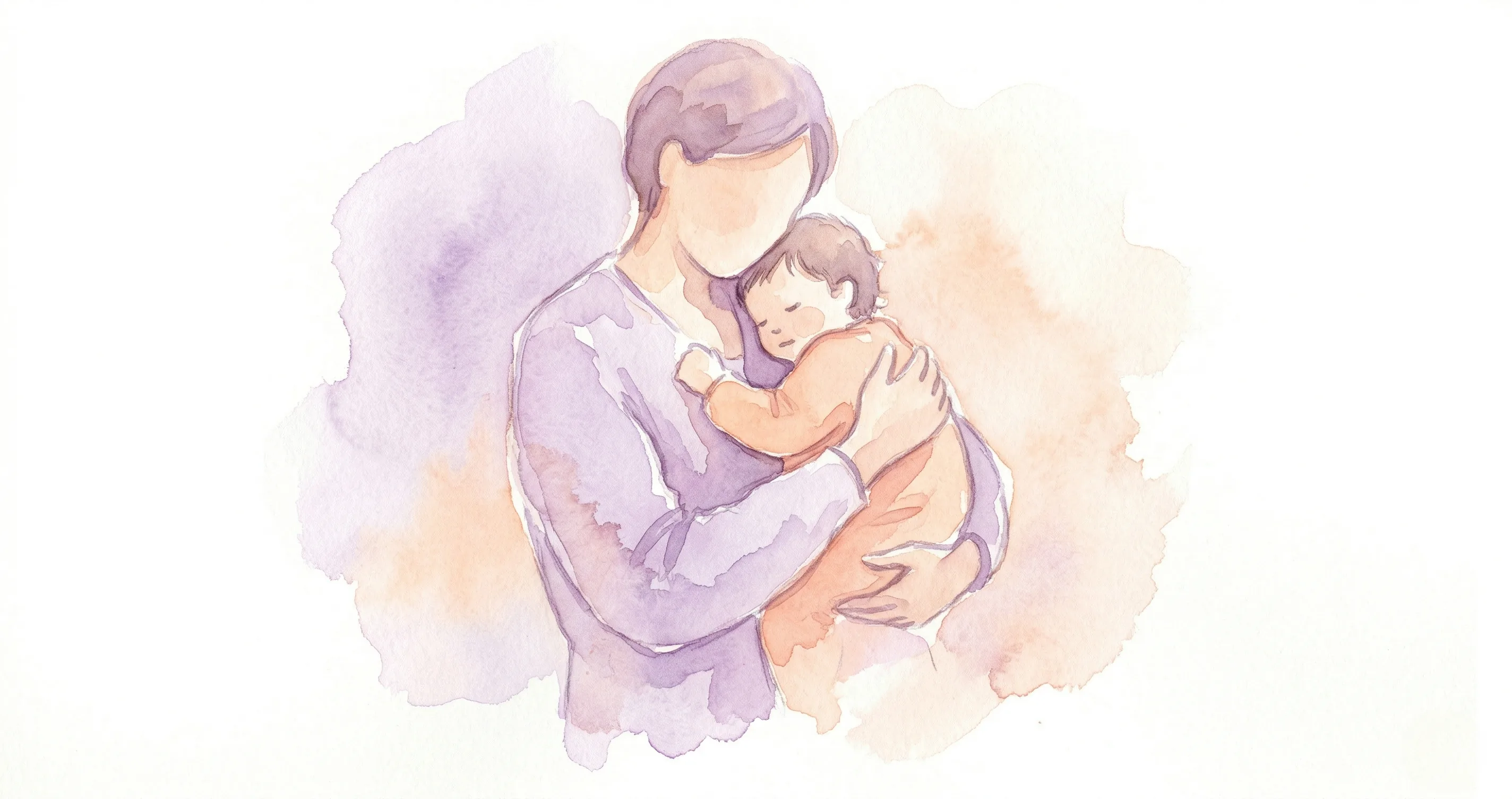 Parent holding a crying child close with a calm expression - what to say instead of stop crying