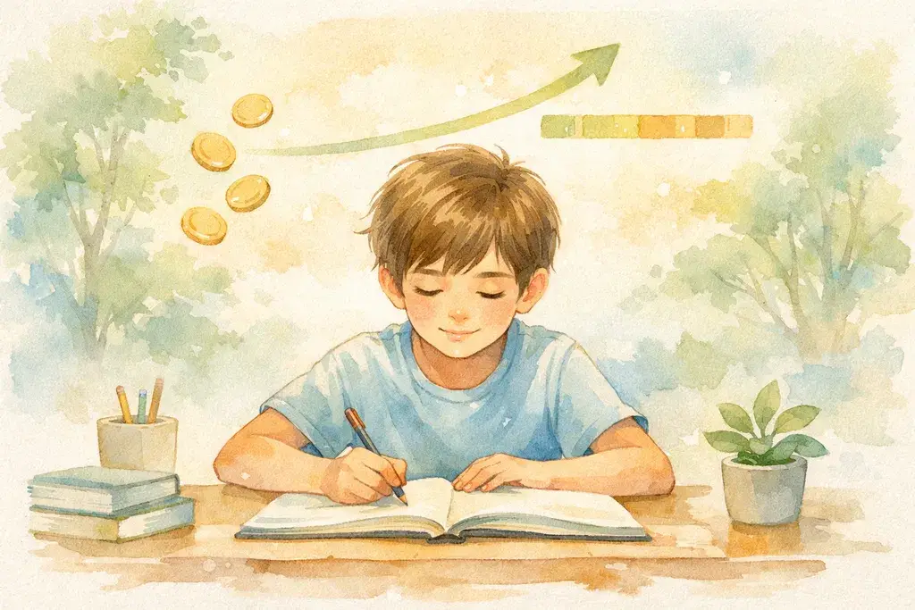 Child using Timily focus timer for homework earning coins through gamified study sessions